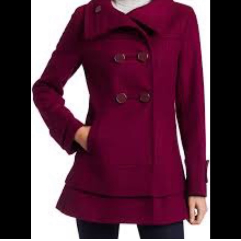 Kenneth Cole purple wool double breasted coat